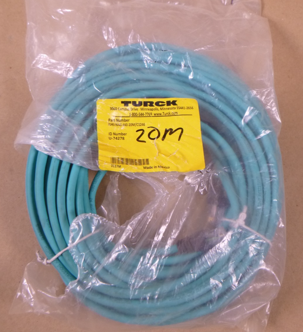 Turck RJ45 RJ45 440-20M/C1246 Ethernet Cable Assembly U-74278 , 20M | Electrical MRO Replacement Parts &amp; Components and Commercial Electrical Supplies Company