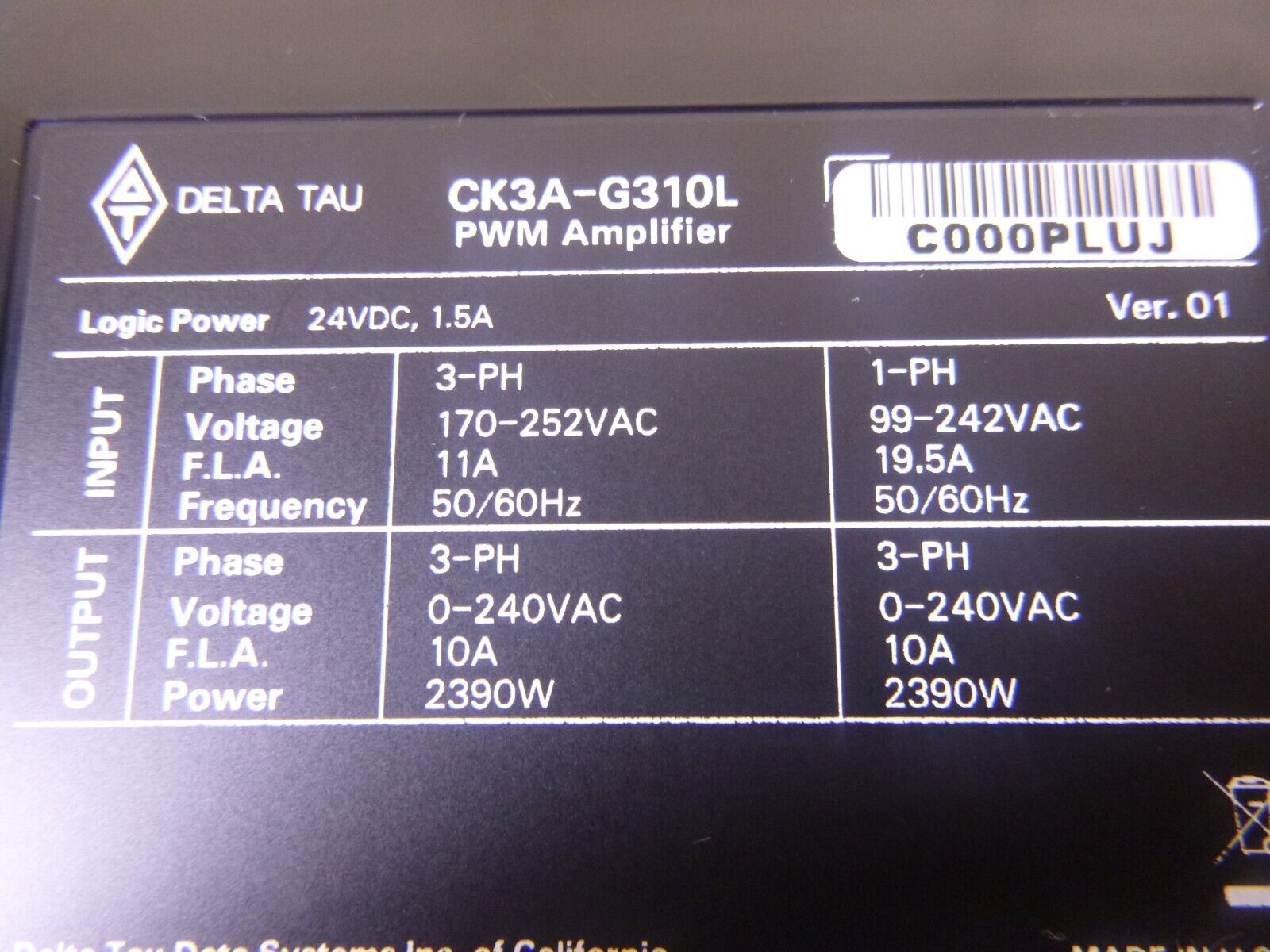 CK3A-G310L New Omron Delta Tau Direct PWM Amplifier 10 Amp, 240 Vac | Electrical MRO Replacement Parts &amp; Components and Commercial Electrical Supplies Company