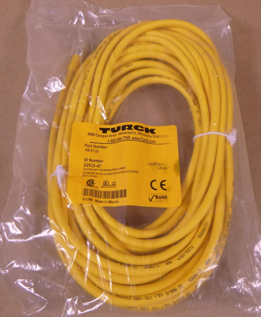 TURCK KB 5T-10 Micro Fast 1/2" Female Cordset Cable 5-Wire 10M , U2515-47 | Electrical MRO Replacement Parts &amp; Components and Commercial Electrical Supplies Company