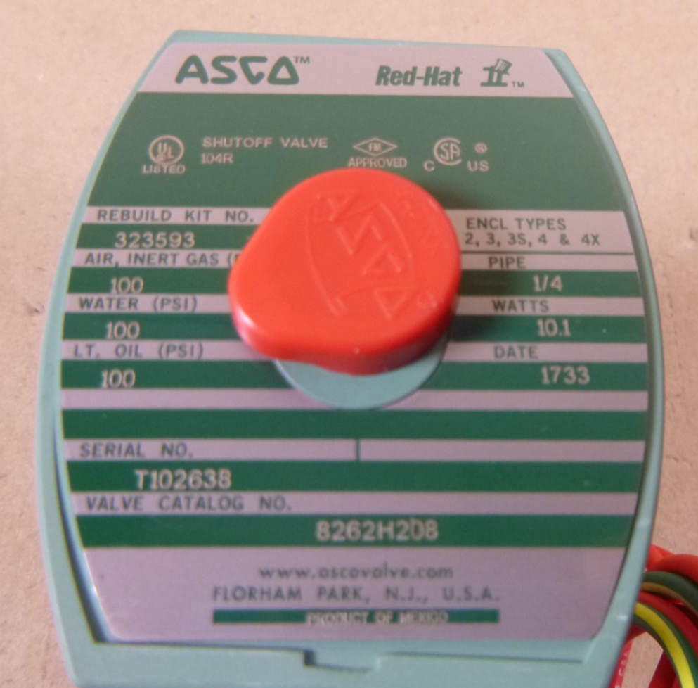 Asco 8262H208 2-Way Solenoid Valve 110/120V 50/60Hz 1/4" NPT T102638 | Electrical MRO Replacement Parts &amp; Components and Commercial Electrical Supplies Company