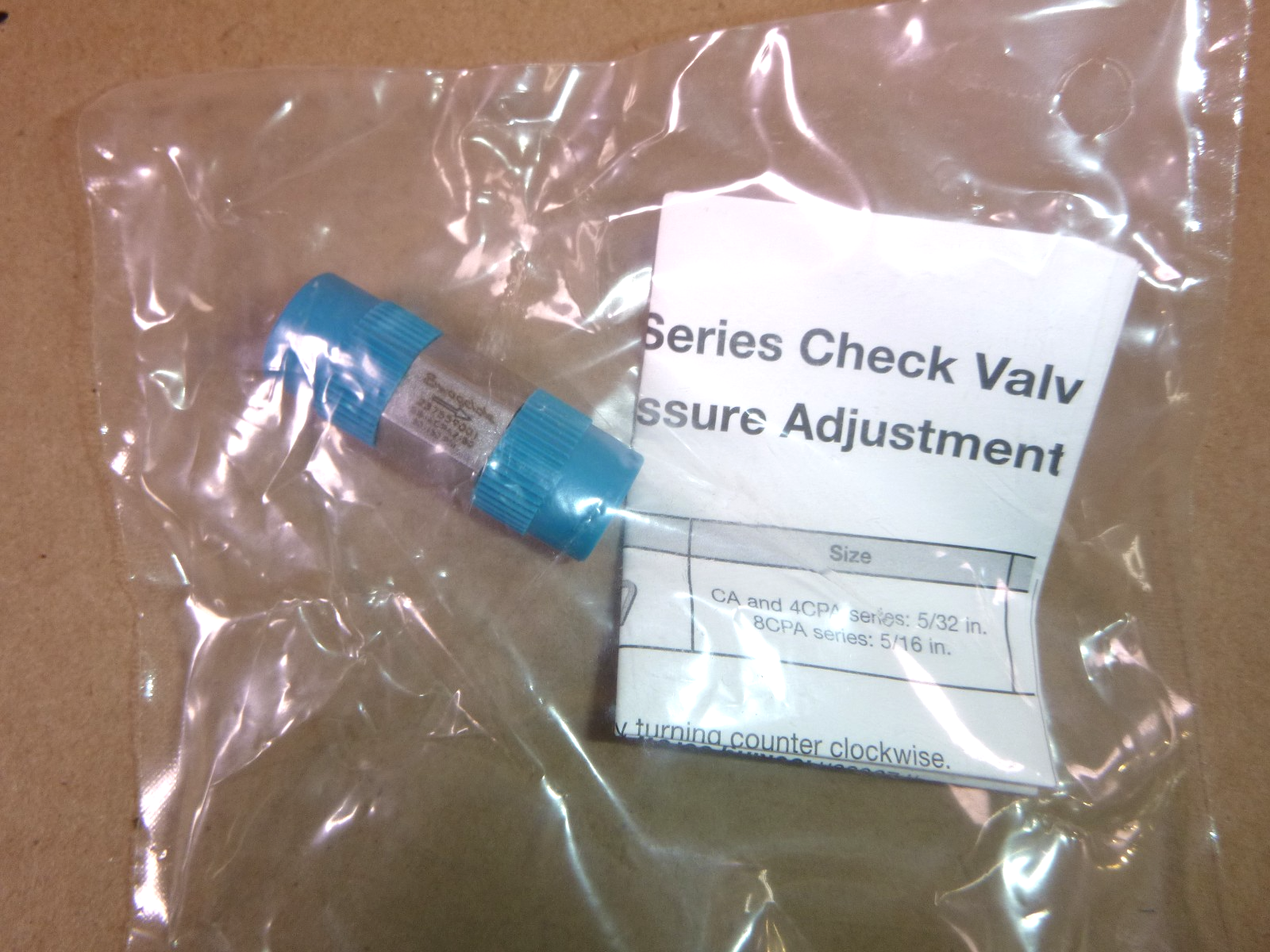 Swagelok SS-4CPA2-50 Stainless Steel 1-Piece Poppet Check Valve 50-150 PSI