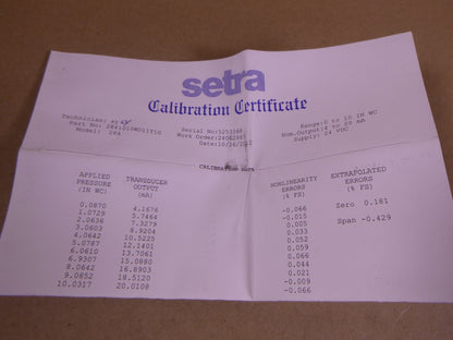 2641010WD11T1G Setra Model 264 Transducer, 0-10.0" WC, 24VDC, 4-20mA | Electrical MRO Replacement Parts &amp; Components and Commercial Electrical Supplies Company
