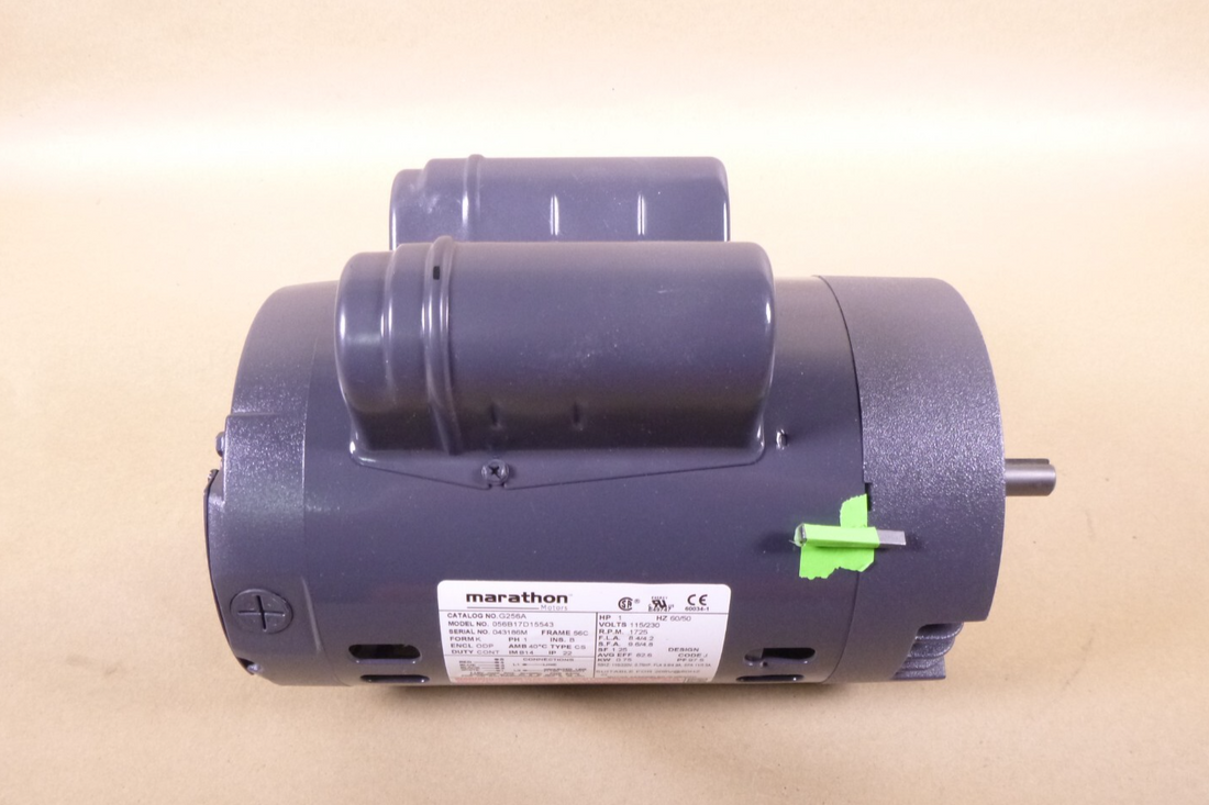 New 1 HP Marathon Electric Motor 1725 RPM 56C Face Mount 115/230V Single Phase | Industrial Electric Motors, Pumps &amp; Parts