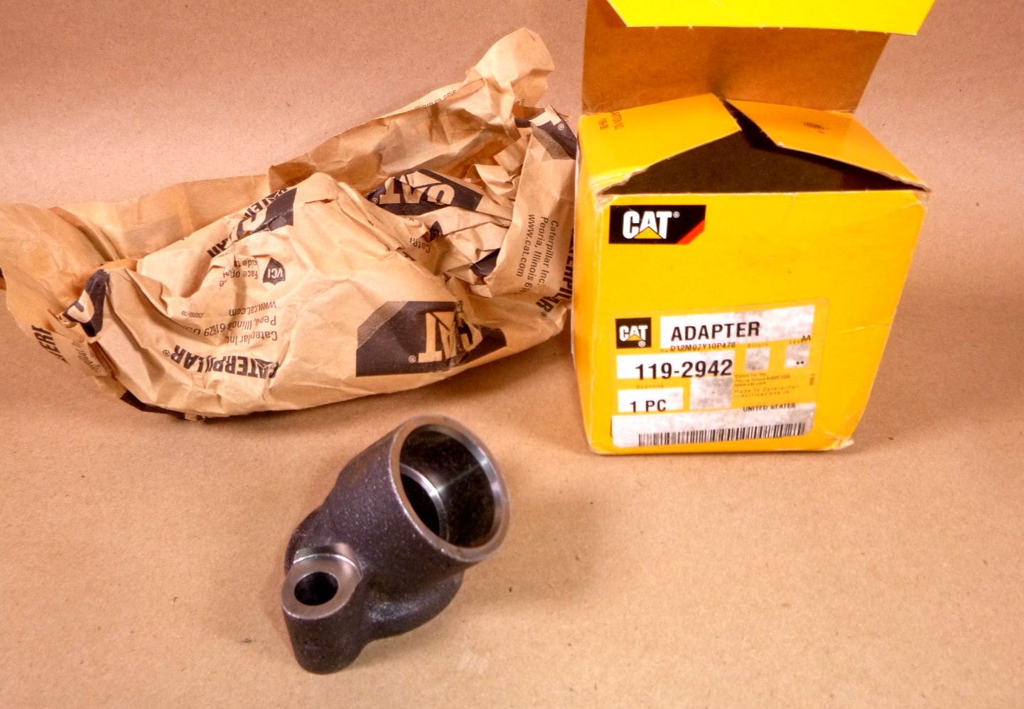 119-2942 OEM CAT Caterpillar 45 Degrees Turbo Oil Line Adapter Fits C7 C-10 C-12 3114 3116 3126 | Industrial Tractor Parts Supplier and Surplus Tractor Parts &amp; Accessories