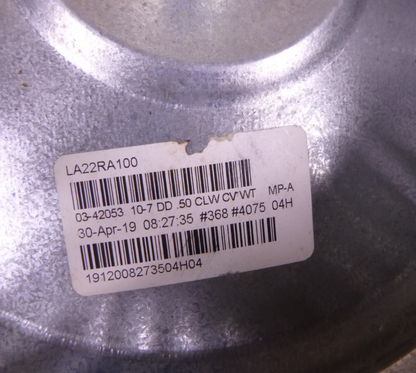 Carrier OEM LA22RA100 Blower Wheel, 11 1/8" x 7 1/8", 1/2" Bore Genuine