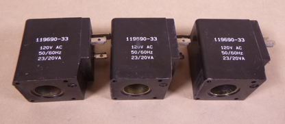 USED (3x) ARO 119690-33 Solenoid Valve Coil 4KP73 120VAC | Electrical MRO Replacement Parts &amp; Components and Commercial Electrical Supplies Company