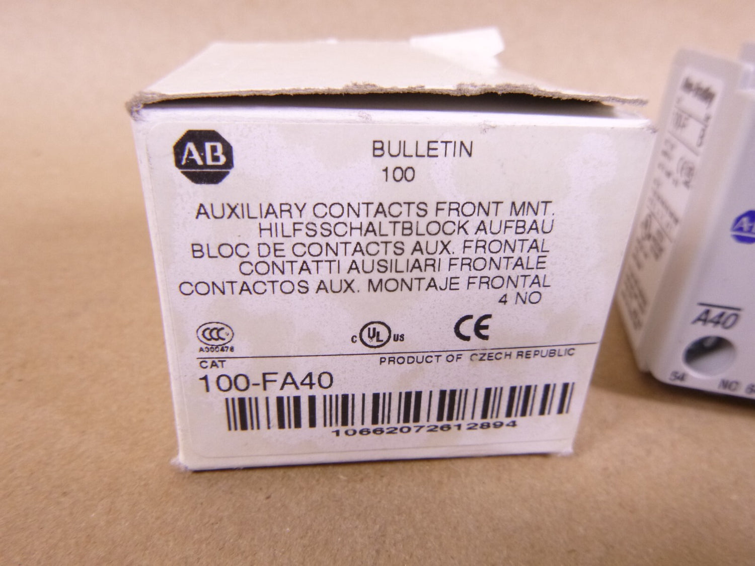 Allen Bradley 100-FA40 Auxiliary Contact Front Mount, 4 NO Contacts | Electrical MRO Replacement Parts &amp; Components and Commercial Electrical Supplies Company