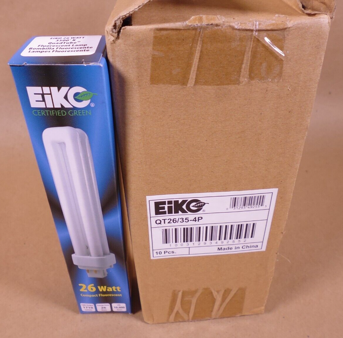 LOT OF 10 NEW EIKO QT26/35-4P 26W G24q-3 3500K Quad-Tube CFL Lamp Light Bulb | Electrical MRO Replacement Parts &amp; Components and Commercial Electrical Supplies Company