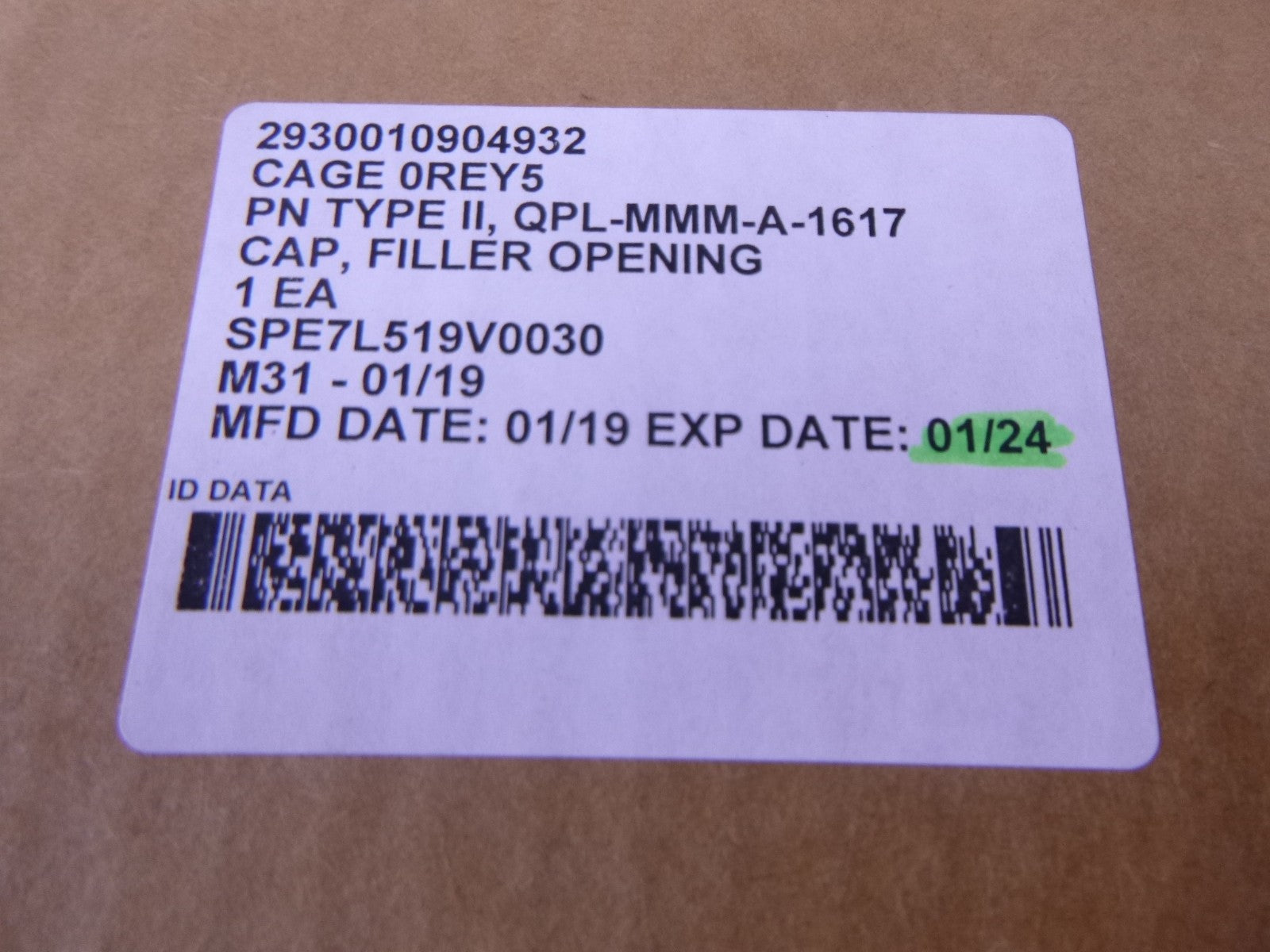 10882098 2.5" UNS Thread Dia. Brass Military Filler Cap , 2930-01-090-4932