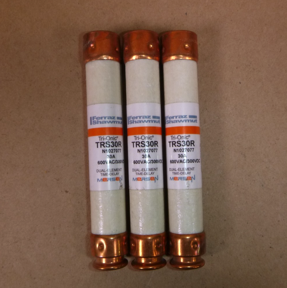 3x Mersen Ferraz Shawmut TRS30R Tri-Onic Time Delay Fuses 30a 600v Class RK5