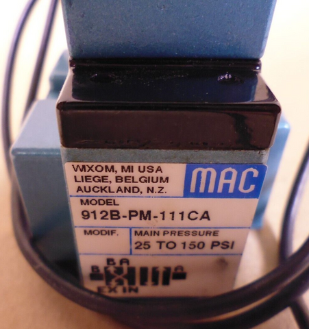 MAC Valves 912B-PM-111CA Solenoid Valve 150Psi PME-111CAAA 110/120V