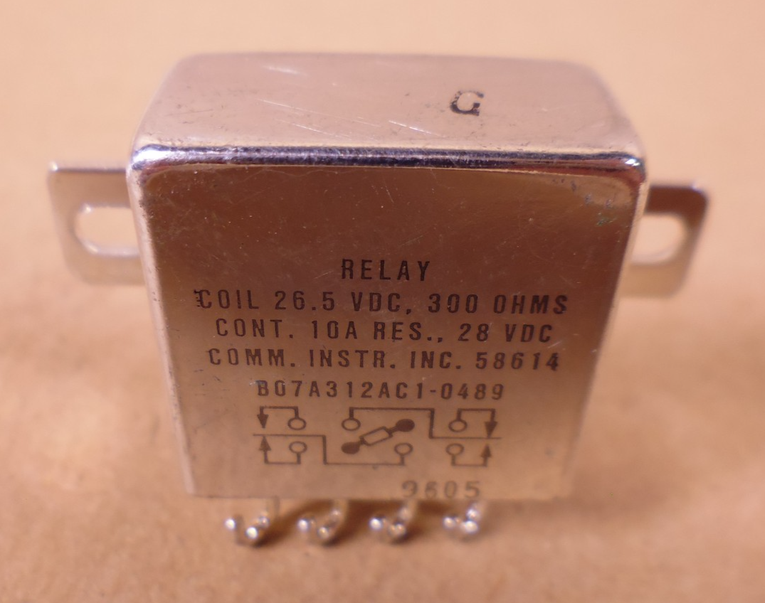 Comm. Instr. B07A312AC1-0489 Relay 10 AMP 28VDC , 26.5VDC 300 Ohm Coil | Electrical MRO Replacement Parts &amp; Components and Commercial Electrical Supplies Company