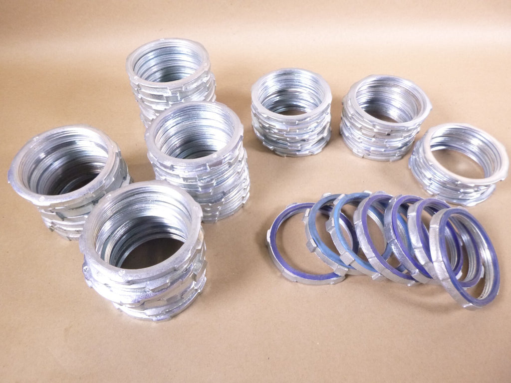 77 Pcs Assorted 3" Inch Steel Conduit Lock Nuts, All Metal, Galvanized & Sealing | Industrial Replacement Nuts & Bolts Distributor and Machinery Screws & Fasteners Supply