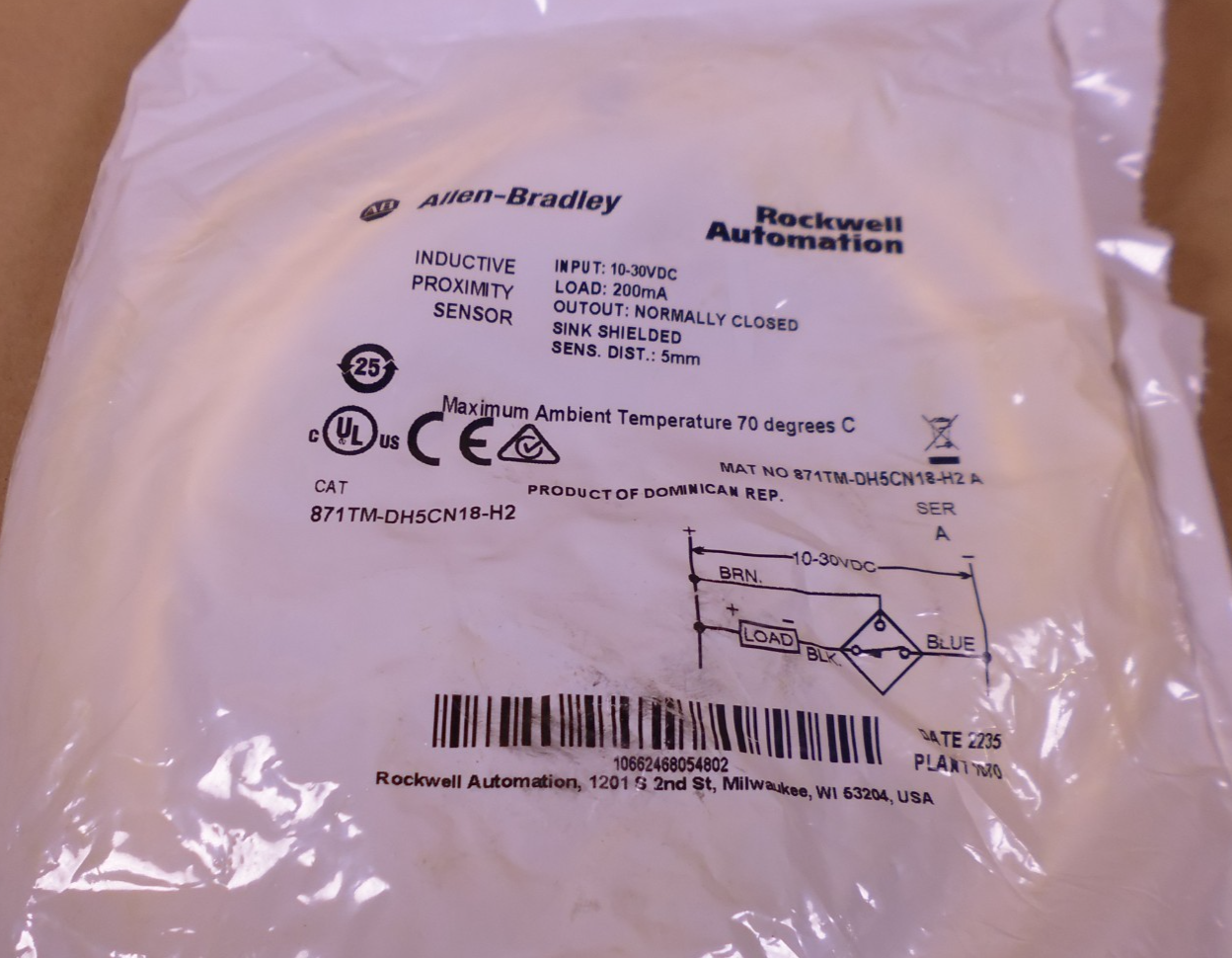 Allen-Bradley 871TM-DH5CN18-H2, Series A, Inductive Proximity Sensor 10-30VDC | Electrical MRO Replacement Parts &amp; Components and Commercial Electrical Supplies Company