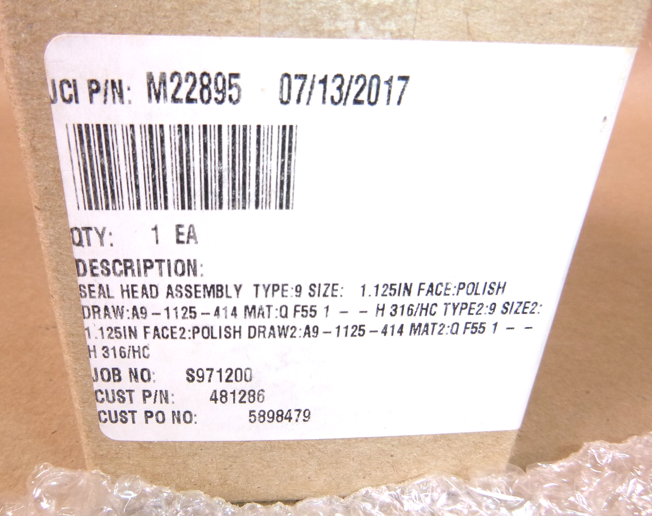JOHN CRANE M22895 SEAL HEAD ASSY. 481286 TYPE 9 SIZE 1.125 IN | Industrial Tractor Parts Supplier and Surplus Tractor Parts &amp; Accessories