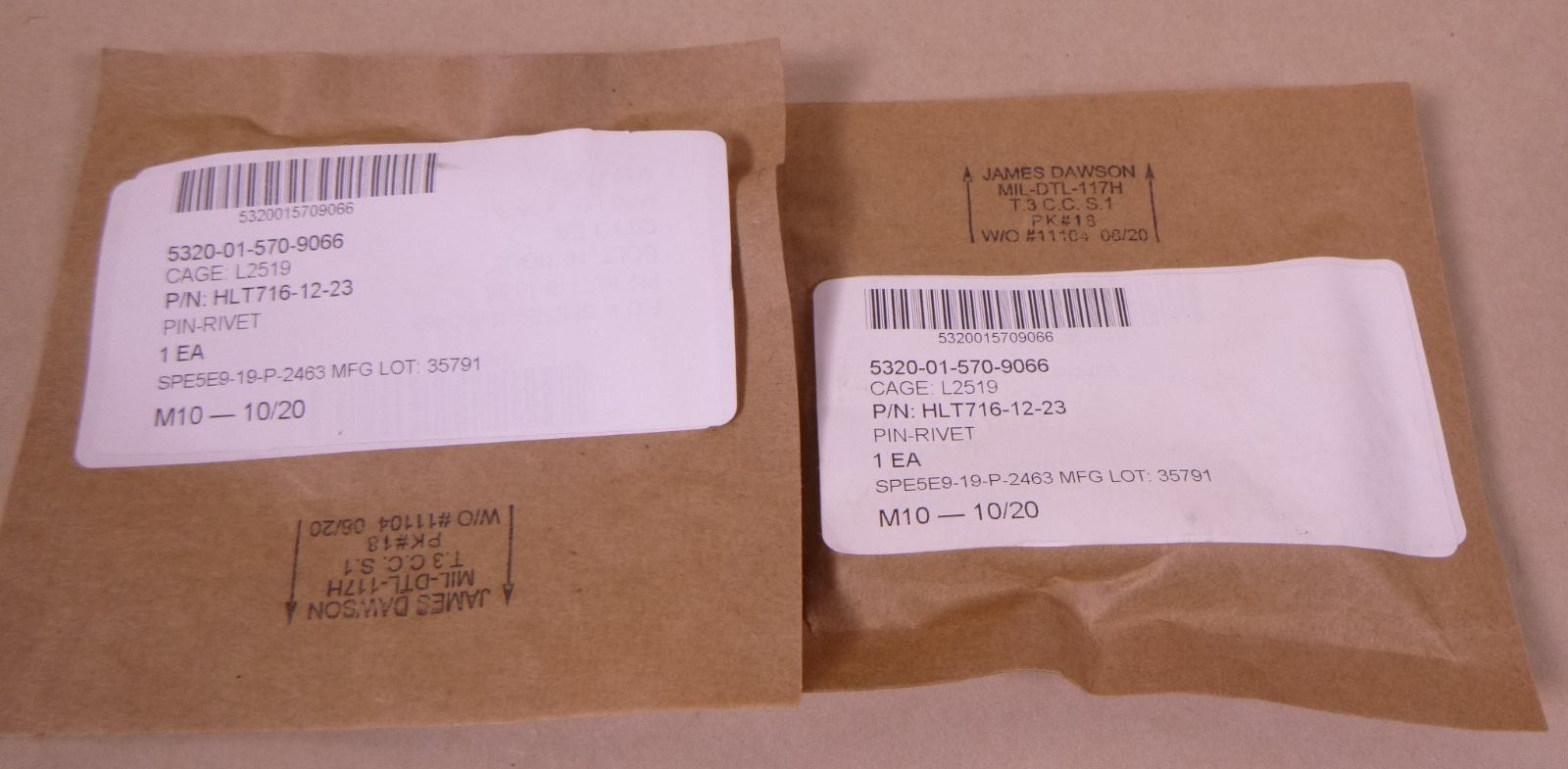 HLT716-12-23 Pin-Rivet , 5320-01-570-9066 (Lot Of 2)