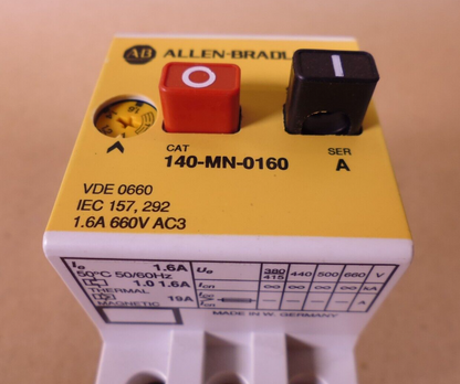 Allen-Bradley 140-MN-0160 Manual Motor Starter Contactor 1.6A 660V , Ser A | Electrical MRO Replacement Parts &amp; Components and Commercial Electrical Supplies Company