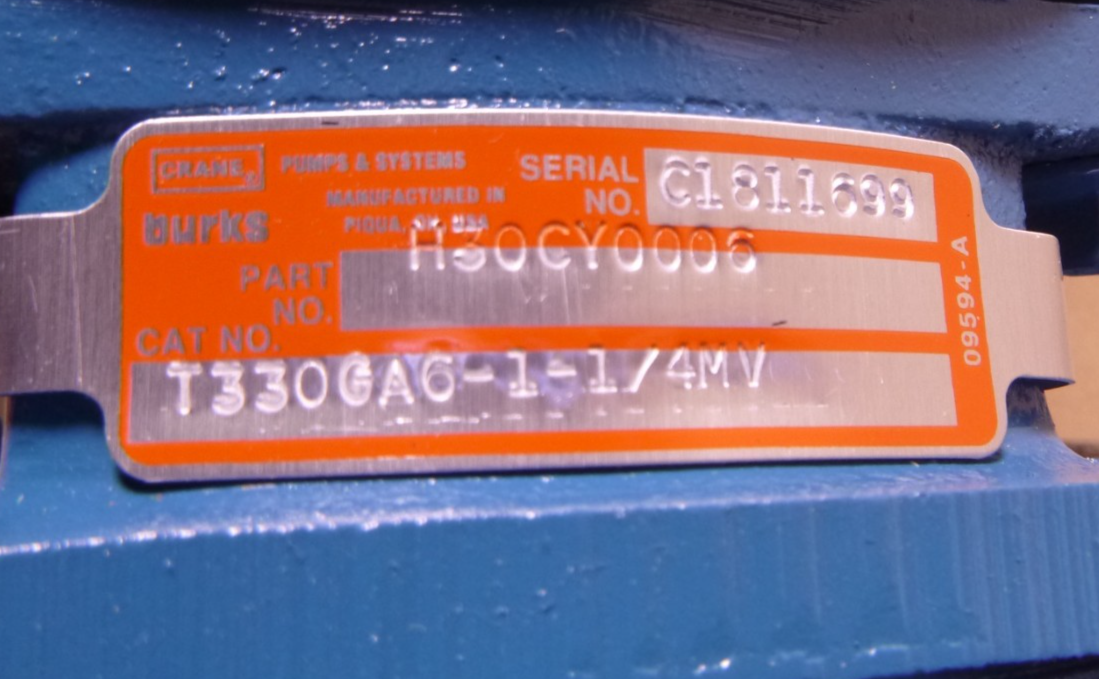 T330GA6-1-1/4-MV Crane Burks 3HP Centrifugal Pump , 1-1/4" NPT *Less Base* | Industrial Tractor Parts Supplier and Surplus Tractor Parts &amp; Accessories