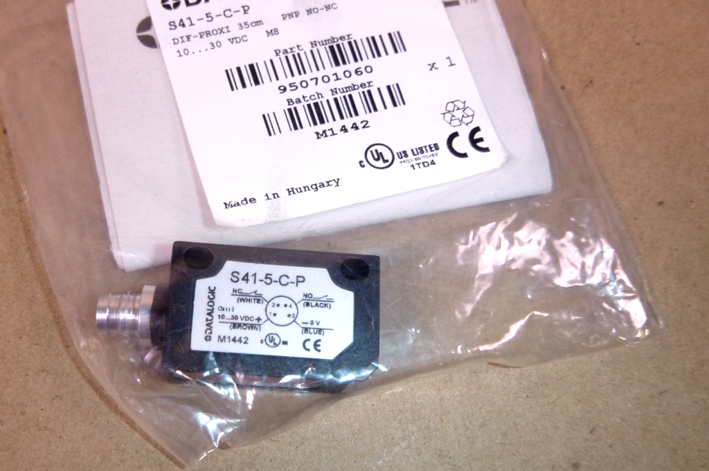 S41-5-C-P Datalogic Diffuse Proximity Sensor Trimmer PNP NO-NC, M8 Connection | Electrical MRO Replacement Parts & Components and Commercial Electrical Supplies Company