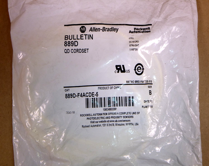 889D-F4ACDE-5 Allen Bradley Cordset 4 Pin DC Micro Cable M12, 5 Meters | Electrical MRO Replacement Parts &amp; Components and Commercial Electrical Supplies Company