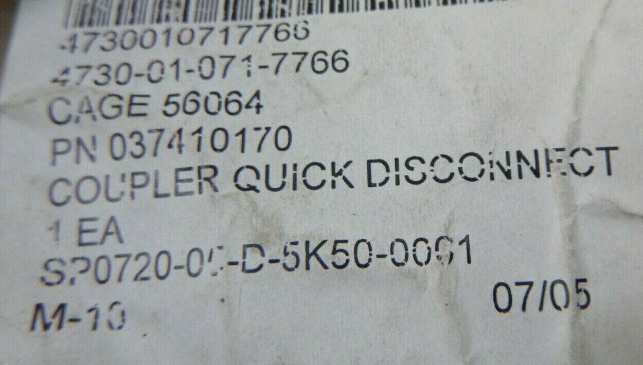 STEELMASTER 037410170 F-4 SUPPORT QUICK DISCONNECT COUPLER , 4730-01-071-7766 | Industrial MRO Replacement Parts, Manufacturing Machine Parts &amp; Components, Heavy Equipment Parts Supplier