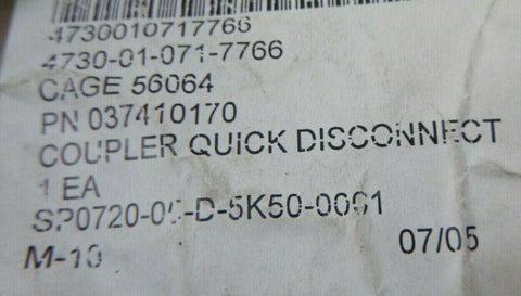 STEELMASTER 037410170 F-4 SUPPORT QUICK DISCONNECT COUPLER , 4730-01-071-7766 | Industrial MRO Replacement Parts, Manufacturing Machine Parts & Components, Heavy Equipment Parts Supplier