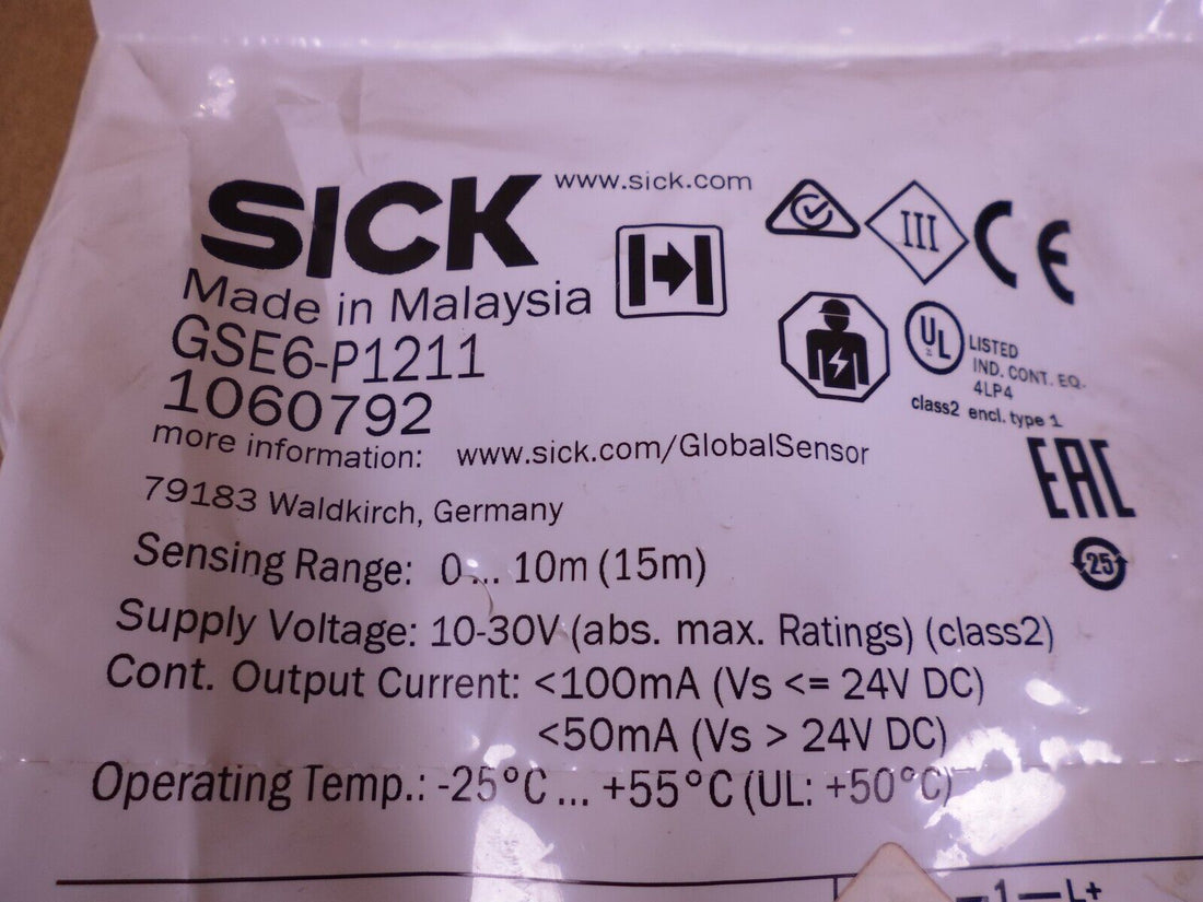 NEW SICK GSE6-P1211 1060792 Photoelectric Sensor , 0-10m(15m), 10-30V | Electrical MRO Replacement Parts &amp; Components and Commercial Electrical Supplies Company