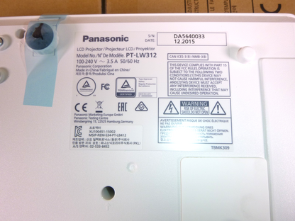 Panasonic PT-LW312U 3100-Lumen WXGA LCD Projector HDMI, 2x VGA Inputs