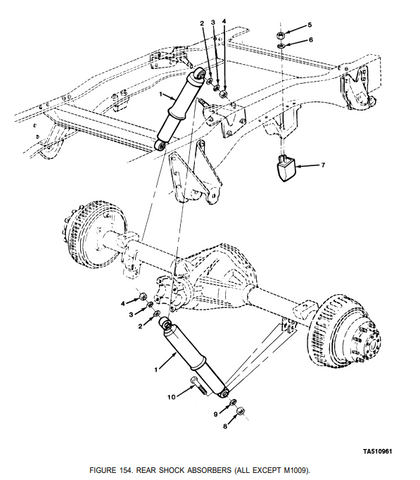 M1008 CUCV K30 Rear Shock Absorber 3187845 , 2540-01-154-6953, 2510-01-148-2943 | Replacement Truck Parts, Trailer Accessories, Automobile Supplies, Car Parts & Accessories