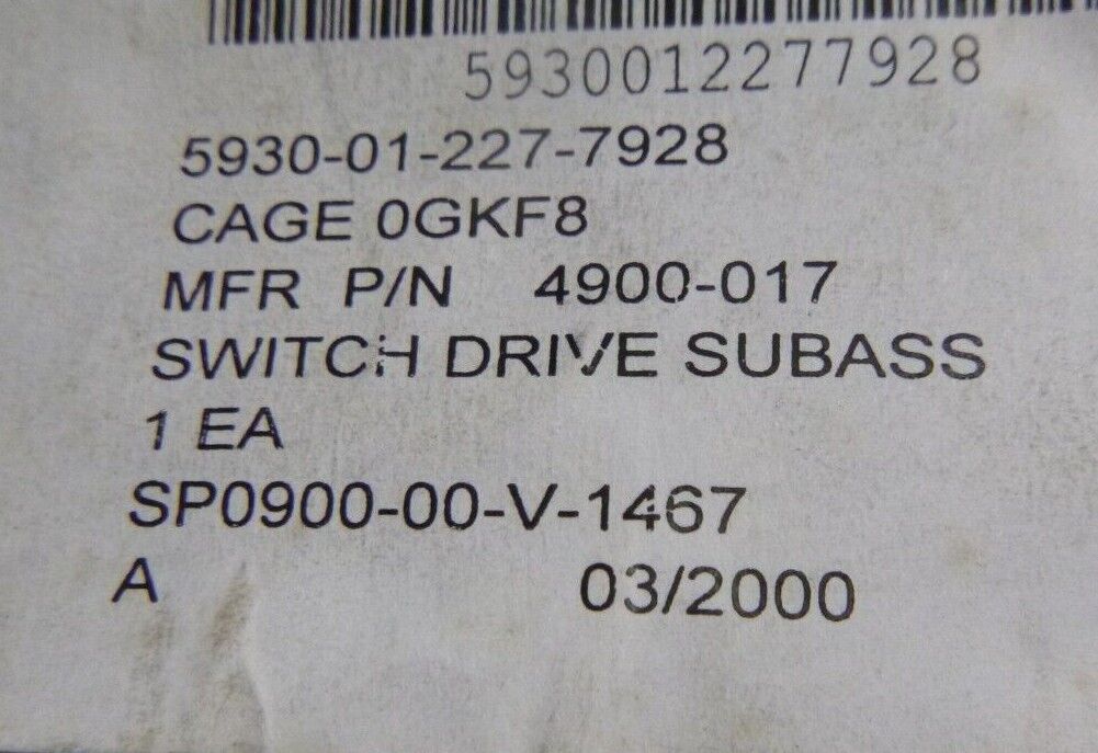 FLOWSERVE 4900-017 SWITCH DRIVE SUBASSEMBLY 14-073-0034-3 , 5930-01-227-7928 | Industrial MRO Replacement Parts, Manufacturing Machine Parts &amp; Components, Heavy Equipment Parts Supplier