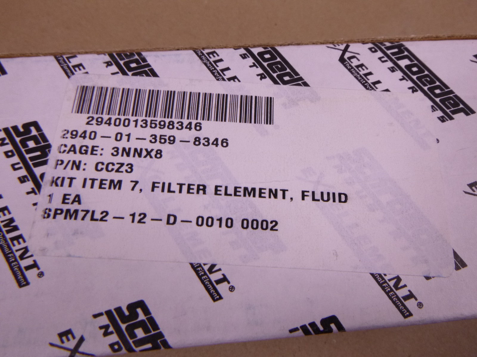 (Lot Of 4) SCHROEDER Fluid Filter Elements, CCZ3/9CZ3 , CCZ3 , 2940-01-359-8346