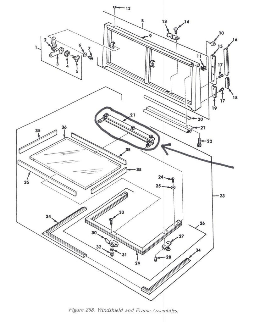 M35 M44 M809 Front Windshield Upper Cross Piece , 8686996 , 2510-01-145-4319 | Genuine M35 Military Truck Parts and M939 Cargo Truck Surplus Parts