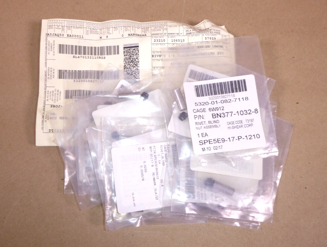 (Lot of 11) USGI Hi-Shear BN377-1032-8 Blind Rivets 5320-01-082-7118 | Industrial Replacement Nuts &amp; Bolts Distributor and Machinery Screws &amp; Fasteners Supply