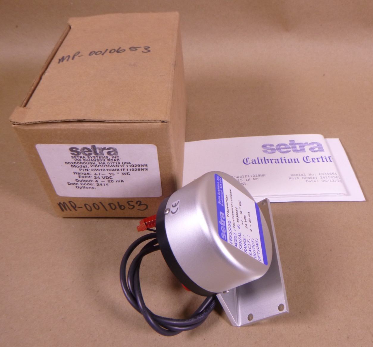 Setra 239 Pressure Transmitter Sensor, +/- 15" WC, 24VAC, 4-20mA | Industrial Electric Motors, Pumps &amp; Parts
