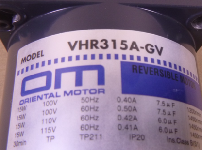 VHR315A-36U Oriental Motor Reversible Gearmotor 15W 1/50HP 36:1 110/115V | Industrial Electric Motors, Pumps &amp; Parts