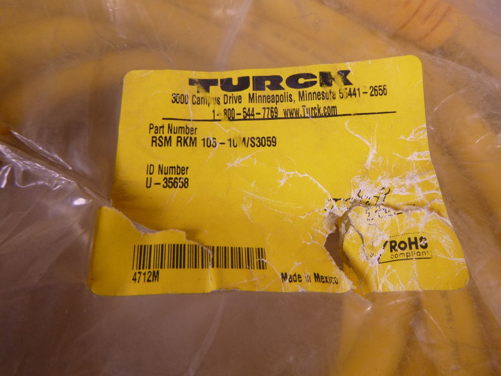 Turck RSM RKM 106-10M/S3059 Actuator Sensor Cable 10-Pin Mini Fast , U-35658 | Electrical MRO Replacement Parts & Components and Commercial Electrical Supplies Company