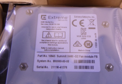 10945 Extreme Networks Summit X460-G2 Fan Module FB , 800560-00-08 | Electrical MRO Replacement Parts & Components and Commercial Electrical Supplies Company