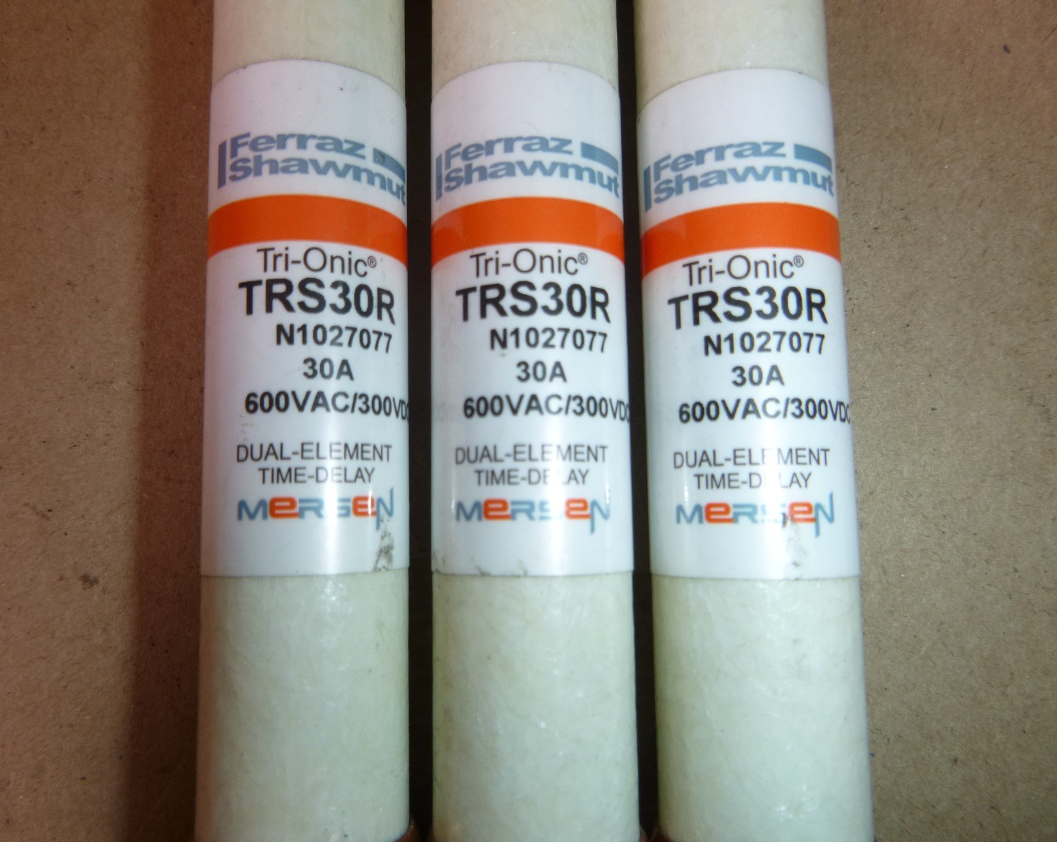 3x Mersen Ferraz Shawmut TRS30R Tri-Onic Time Delay Fuses 30a 600v Class RK5
