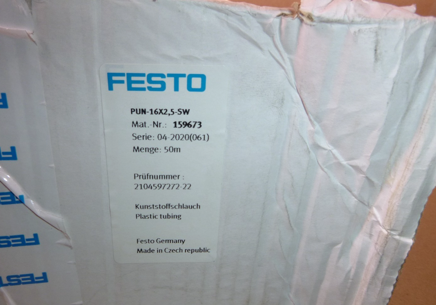 159673 Festo - PUN-16X2,5-SW Plastic TPE-U(PU) Tubing 16mm OD x 11mm ID | Industrial MRO Replacement Parts, Manufacturing Machine Parts &amp; Components, Heavy Equipment Parts Supplier