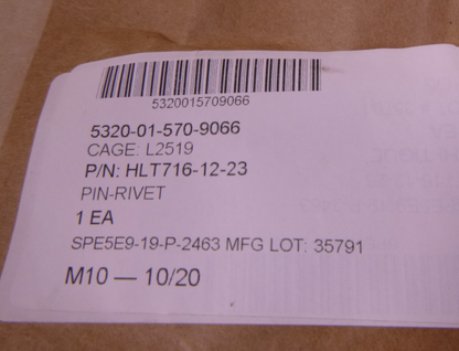 HLT716-12-23 Pin-Rivet , 5320-01-570-9066 (Lot Of 2)