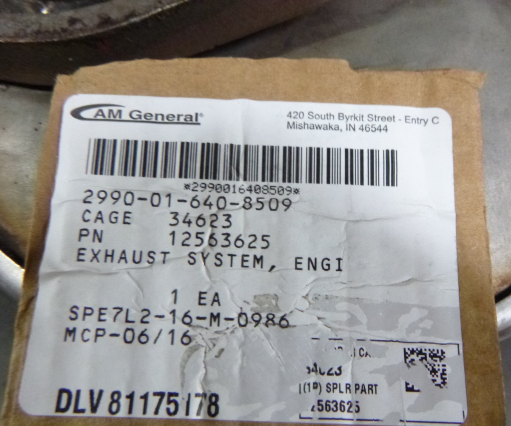 Humvee M998 A1 Exhaust Muffler 6000097 , 12563625 , 2990-01-640-8509