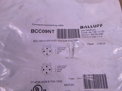 BALLUFF BCC09NT ETHERNET CABLE 4-PIN BCC M414-M414-6D-338-ES64N9-150