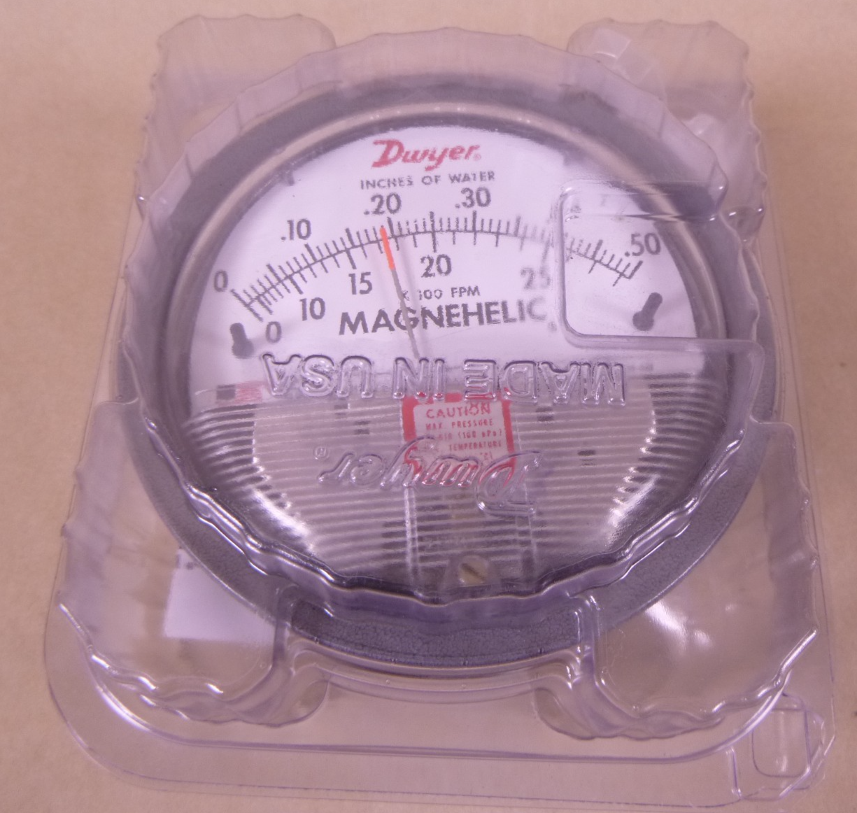 DWYER 2000-0AV Pressure Gauge, 0 to 0.5 In H2O , 102043-10 , 3T064