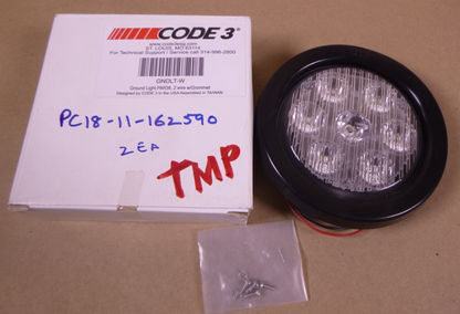 Code 3 ESG 36PAR LED Ground Light 12VDC 2 Wire With Hardware 5.4" , GNDLT-W | Electrical MRO Replacement Parts &amp; Components and Commercial Electrical Supplies Company