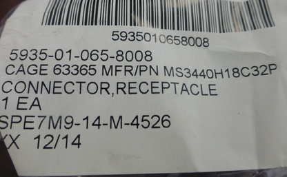 (4x) MS3440H18C32P 32-CONTACT RECEPTACLE CONNECTOR MIL SERIES 5935-01-065-8008 | Electrical MRO Replacement Parts &amp; Components and Commercial Electrical Supplies Company
