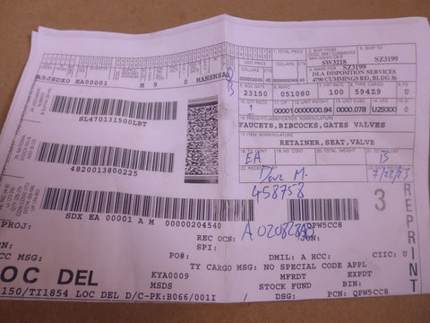 Vacco Industries Valve Seat Retainer V2C12137-4MF, 4820-01-380-0225 | Industrial MRO Replacement Parts, Manufacturing Machine Parts & Components, Heavy Equipment Parts Supplier