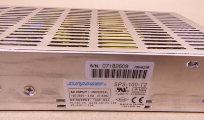 Sunpower SPS-100-T2 Power Supply, Output 100W 5V 12V, Input 100-250V 47-63Hz | Electrical MRO Replacement Parts &amp; Components and Commercial Electrical Supplies Company