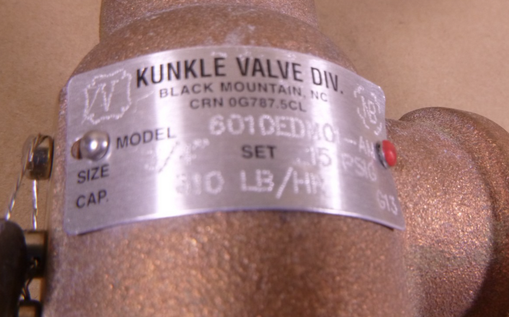 KUNKLE 6010EDM01-AM Bronze Safety Relief Valve 3/4" 15PSI 6010EDM01-AM-0015 | Industrial MRO Replacement Parts, Manufacturing Machine Parts & Components, Heavy Equipment Parts Supplier