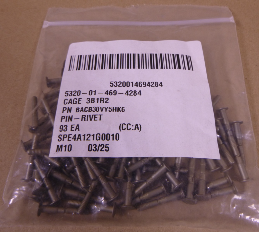 (93x) BACB30VY5HK6 Pin-Rivet , 5320-01-469-4284 | Industrial Replacement Nuts & Bolts Distributor and Machinery Screws & Fasteners Supply