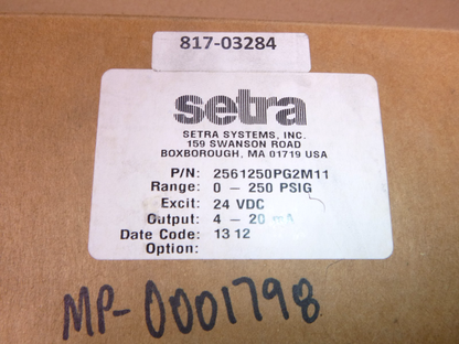 2561250PG2M11 Setra pressure transducer model 256, 250 Psig 4-20MA Nema4 | Electrical MRO Replacement Parts &amp; Components and Commercial Electrical Supplies Company